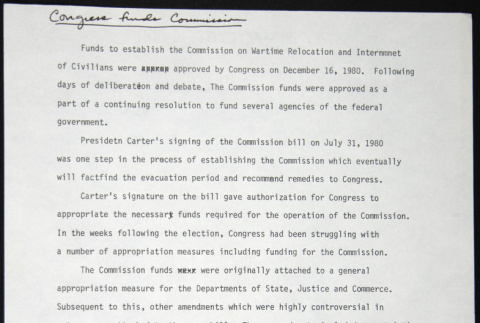 Draft press release regarding funding for Commission (ddr-chijacl-1-158)