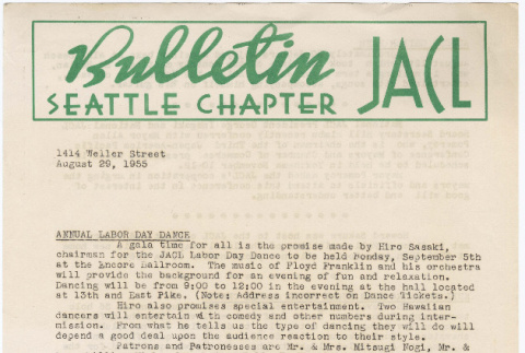 Seattle Chapter, JACL Bulletin, August 29, 1955 (ddr-sjacl-1-23)