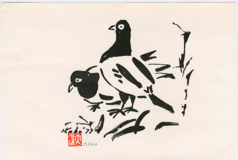 Sketch by Mine Okubo and note to Kaneji Domoto (ddr-densho-329-1204)