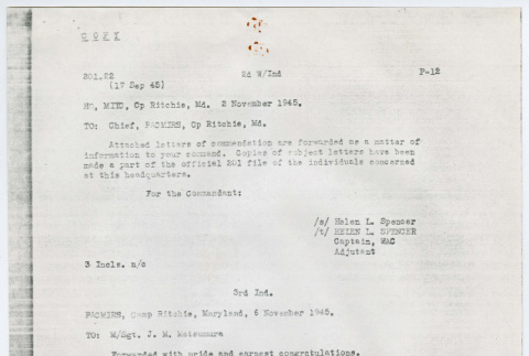 Jimmie Matsumura commendations and awards (ddr-densho-1007-1006)