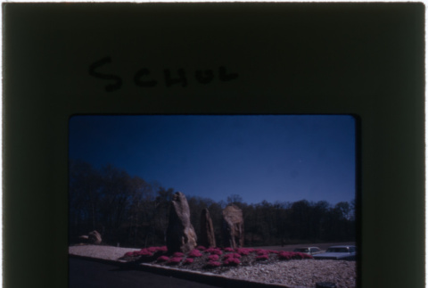 Stone sculpture at the Schulman Corp. Park project (ddr-densho-377-1028)