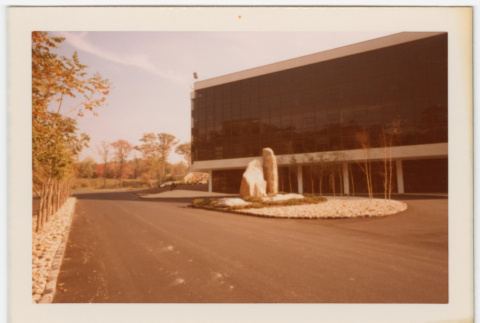 Circular driveway with rock garden in center (ddr-densho-377-2170)
