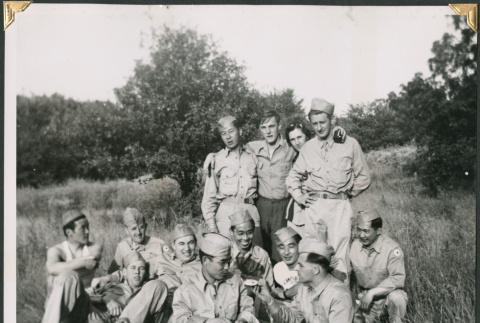 Group photo of 12 men and one woman (ddr-densho-434-307)