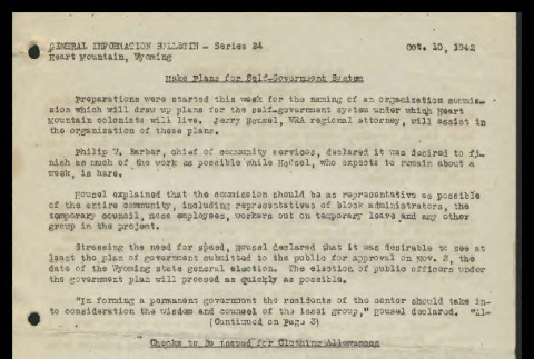 General information bulletin (Cody, Wyo.), series 24 (October 10, 1942) (ddr-csujad-55-657)
