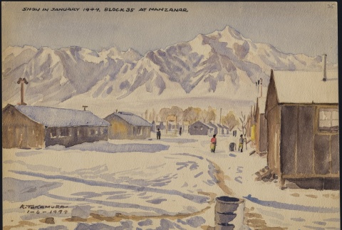 Painting of Manzanar in snow (ddr-manz-2-65)