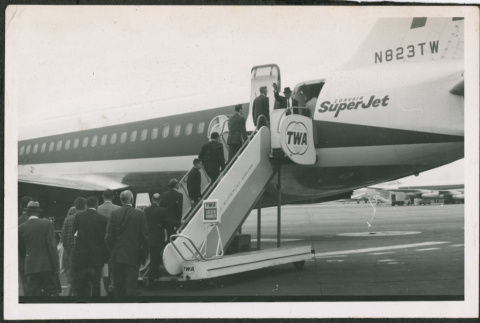 People boarding an airplane (ddr-densho-293-172)