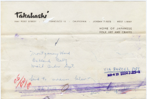 Letter from Tomoye Takahashi to Montgomery Ward (ddr-densho-422-409)