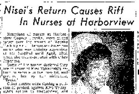 Nisei's Return Causes Rift In Nurses at Harborview (February 2, 1945) (ddr-densho-56-1099)