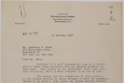 Letter from Oliver Ellis Stone to Lawrence Fumio Miwa (ddr-densho-437-103)
