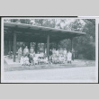 Large group posing in picnic shelter (ddr-densho-293-190)