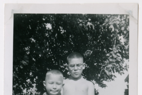 Two boys with a pets (ddr-densho-462-92)