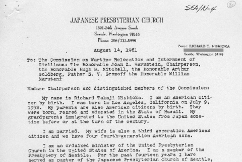 Testimony of Richard Takaji Nishioka (ddr-densho-67-163)