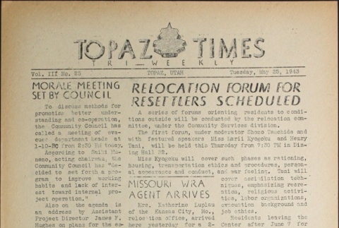 Topaz Times Vol. III No. 25 (May 25, 1943) (ddr-densho-142-163)