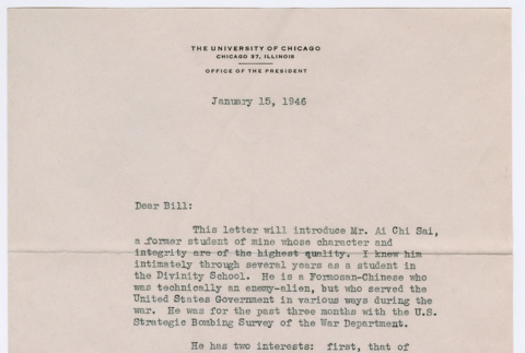 Letter from Ernest Cadman Colwell to William Benton, Assistant Secretary of State (ddr-densho-446-315)