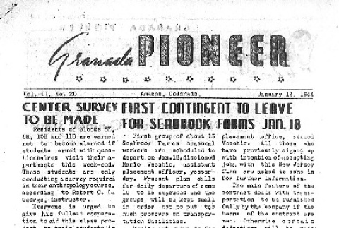 Granada Pioneer Vol. II No. 20 (January 12, 1944) (ddr-densho-147-133)