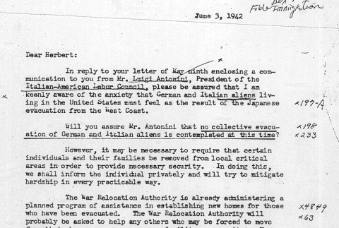 Letter to Governor Herbert Lehman from President Roosevelt (ddr-densho-67-95)