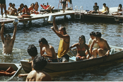 Campers in row boats during boat sink (ddr-densho-336-1114)