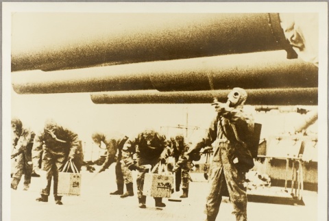 Work crew wearing gas masks on the Soviet battleship Parizhskaya Kommuna (ddr-njpa-13-423)