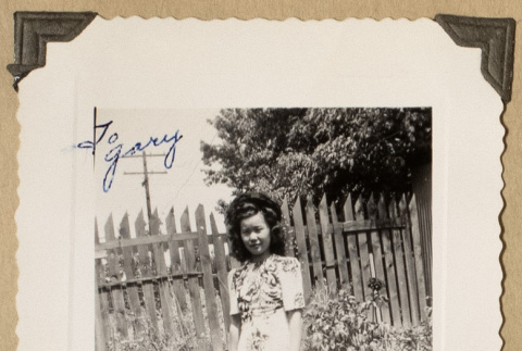 Mary by a fence (ddr-densho-542-436)