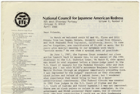National Council for Japanese American Redress Vol. 10 No. 4 (ddr-densho-352-52)