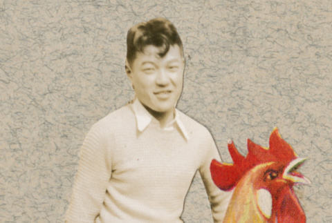 Man on a rooster (ddr-densho-383-183)
