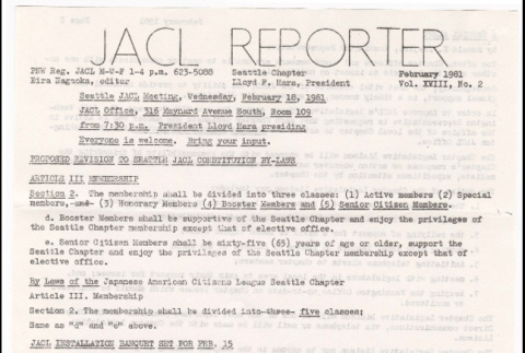 Seattle Chapter, JACL Reporter, Vol. XVIII, No. 2, February 1981 (ddr-sjacl-1-221)