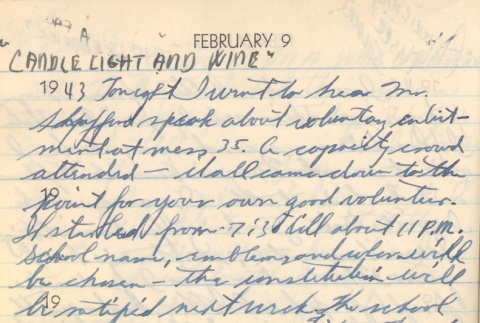 Diary entry, February 9, 1943 (ddr-densho-72-76)