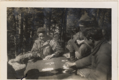 Three men playing card (ddr-densho-466-282)