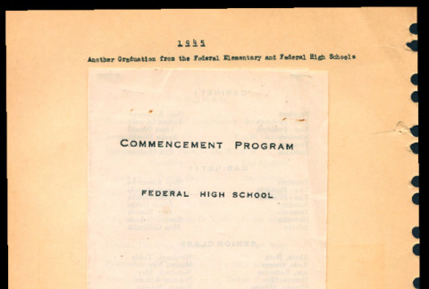Commencement program, Federal High School; Federal Elementary graduation; Commencement program (ddr-csujad-55-1419)