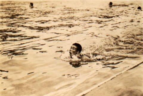 Reizo Koike setting new record for 100-meter breaststroke (ddr-njpa-4-463)
