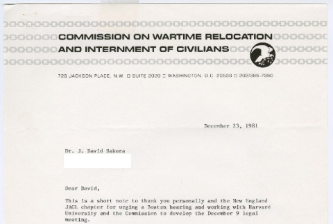 Letter from Charles D. Smith to Dr. J. David Sakura with attached copies of correspondence, clippings and notes (ddr-densho-523-778)