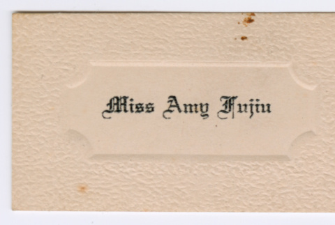 Amy Fujiu's graduation name card (ddr-densho-550-90)