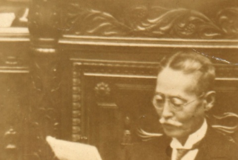 Yukio Ozaki reading a speech (ddr-njpa-4-1232)