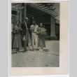 Four people outside hospital (ddr-densho-329-832)