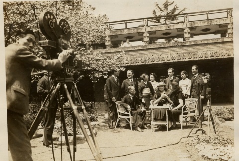 Helen Keller being filmed during her trip to Japan (ddr-njpa-1-761)