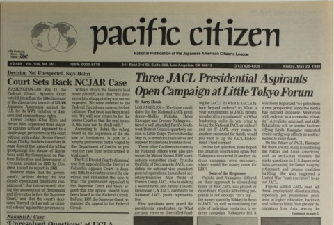 Pacific Citizen, Vol. 106, No. 20 (May 20, 1988) (ddr-pc-60-20)