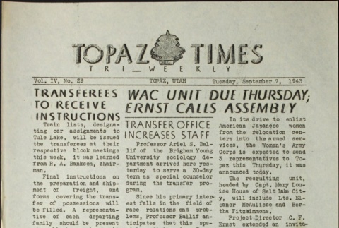 Topaz Times Vol. IV No. 29 (September 7, 1943) (ddr-densho-142-209)