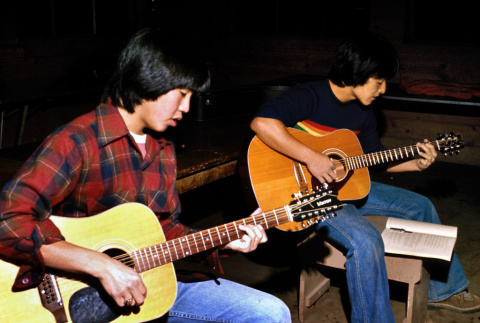 Brad Shirakawa and Kenny Kawamoto playing guitar (ddr-densho-336-410)