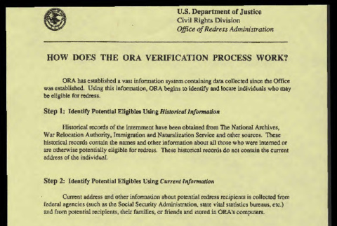 How does the ORA verification process work? (ddr-csujad-55-2124)