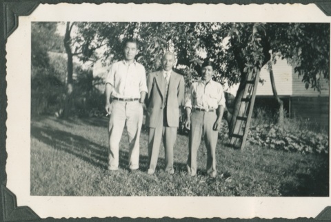 Three men outside (ddr-densho-321-967)