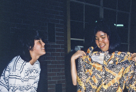 Erika Nelson and Traci Tanimoto participating in Skits Night (ddr-densho-336-1864)