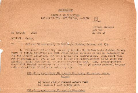 Assignments for U.S. Strategic Bombing Survey (ddr-densho-563-40)