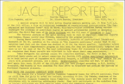 Seattle Chapter, JACL Reporter, Vol. VIII, No. 4, April 1971 (ddr-sjacl-1-129)
