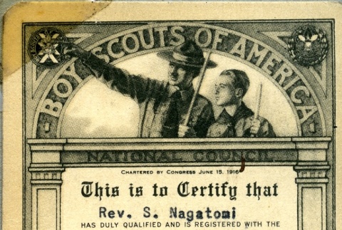 Boy Scouts of American membership card for Rev. Shinjo Nagatomi (ddr-manz-4-23)