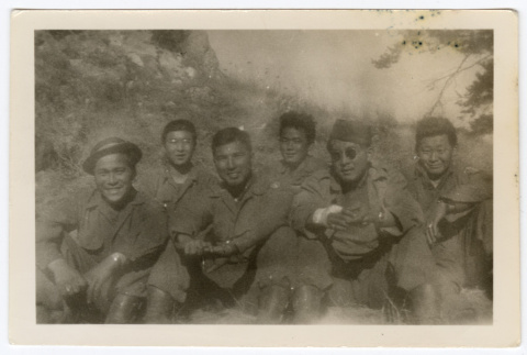 Six soldiers on a hillside (ddr-densho-451-18)