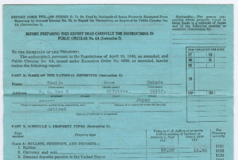 Tomiju Takeda's Treasury reporting (ddr-densho-501-401)