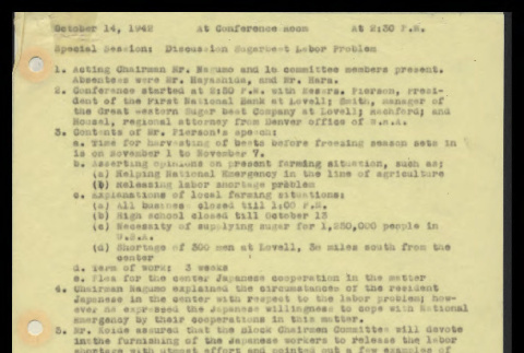 Minutes from the Heart Mountain Block Chairmen meeting, October 14, 1942 (ddr-csujad-55-290)