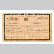 Certificate of registration (alien poll tax. pol. code sec. 3841) (ddr-csujad-38-534)