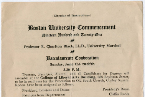 Program for Baccalaureate Convocation from Boston University (ddr-densho-355-140)