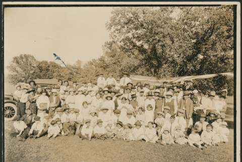 large group in front of cars (ddr-densho-378-893)